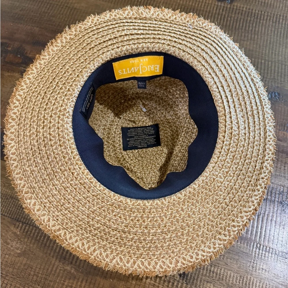Eric Javits Natural Straw Fedora with Black Band
